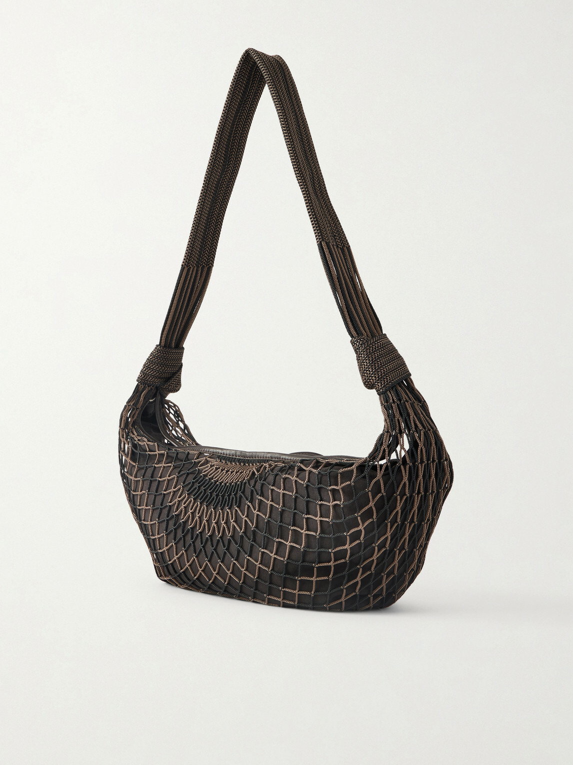 LEMAIRE - Croissant Leather-Trimmed Fishnet Messenger Bag