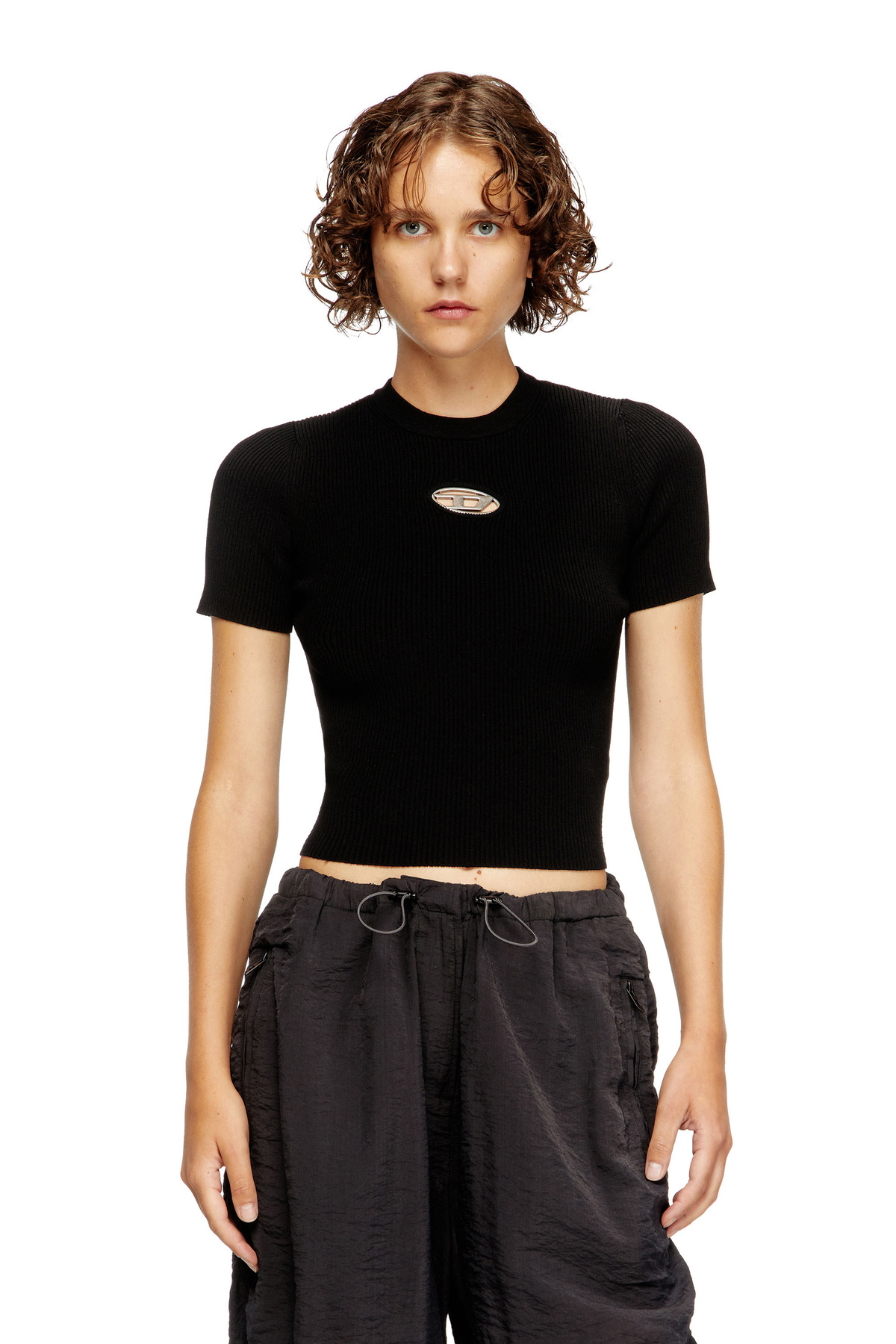 Tシャツ・カットソー DIESEL FW25 'M-Vera-Ls' cropped sweater (A141890DLAX 9XX) Women's Off-the-shoulder top in ribbed knit | Multicolor