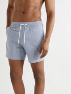 MR P. - Striped Cotton-Blend Seersucker Swim Shorts - Blue