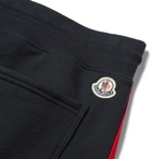 Moncler - Slim-Fit Tapered Grosgrain-Trimmed Loopback Cotton-Jersey Sweatpants - Men - Navy