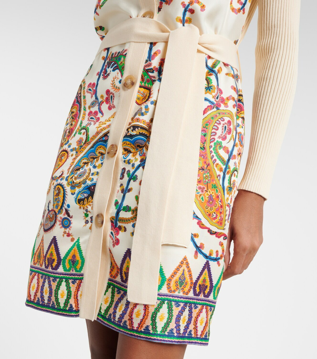 Etro Paisley belted cotton cardigan