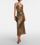 Roberto Cavalli Leopard-print sequined slip dress