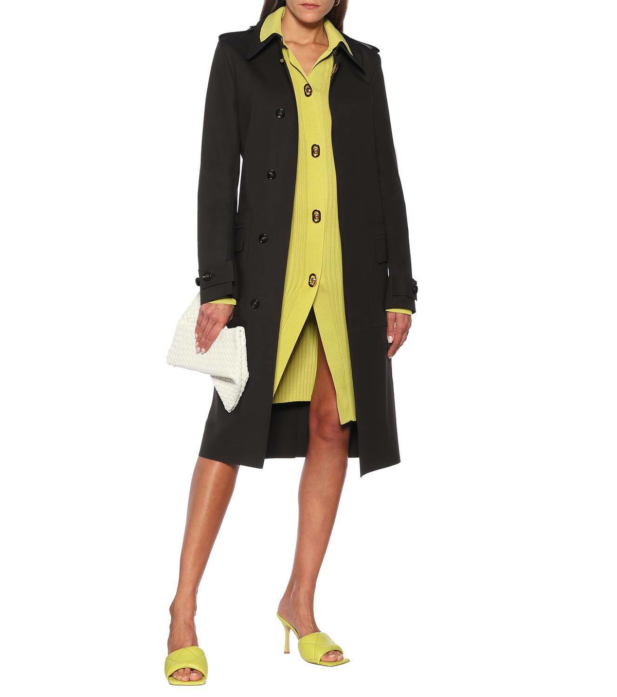 トレンチコート Bottega Veneta Double-Breasted Gabardine Trench Coat Bottega Veneta Compact Wool Gabardine Belted Trench Coat