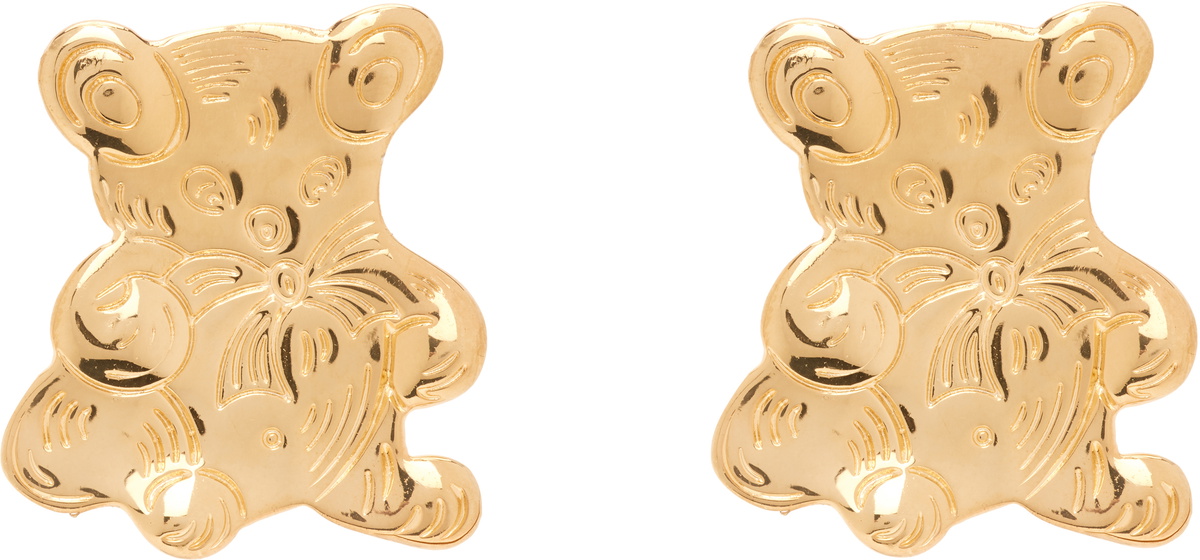 Chopova Lowena Teddy Gold Bear Stud Earrings