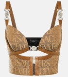 Versace Versace Allover leather-trimmed bustier