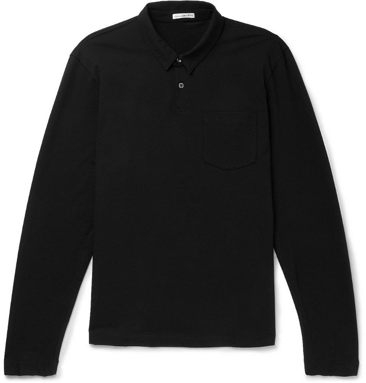 Photo: James Perse - Loopback Cotton-Jersey Polo Shirt - Men - Black