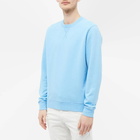 Sunspel Men's Loopback Crew Sweat in Cyan Blue