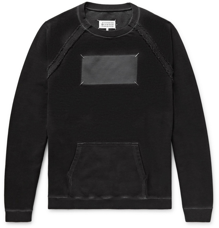 Photo: Maison Margiela - Oversized Embroidered Printed Loopback Cotton-Jersey Sweatshirt - Black