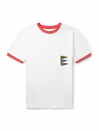 KAPITAL - Pennant Ringer Logo-Appliquéd Cotton-Jersey T-Shirt - White