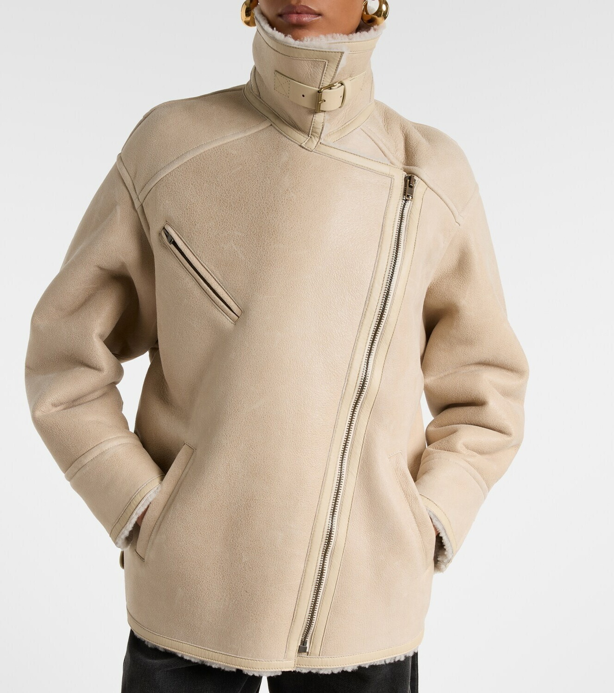 Isabel Marant Adelina shearling-trimmed leather jacket