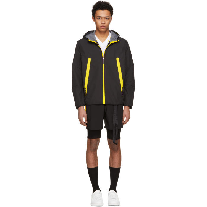 BLACKBARRETT by Neil Barrett Black and Yellow Heatseal Pocket Windbreaker Jacket