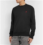 AMI - Logo-Appliquéd Loopback Cotton-Jersey Sweatshirt - Black