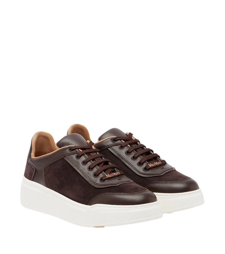 Photo: Max Mara Leather-trimmed suede platform sneakers