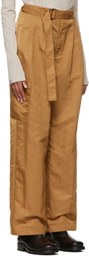 DEVEAUX NEW YORK Tan Cinch Belt Trousers