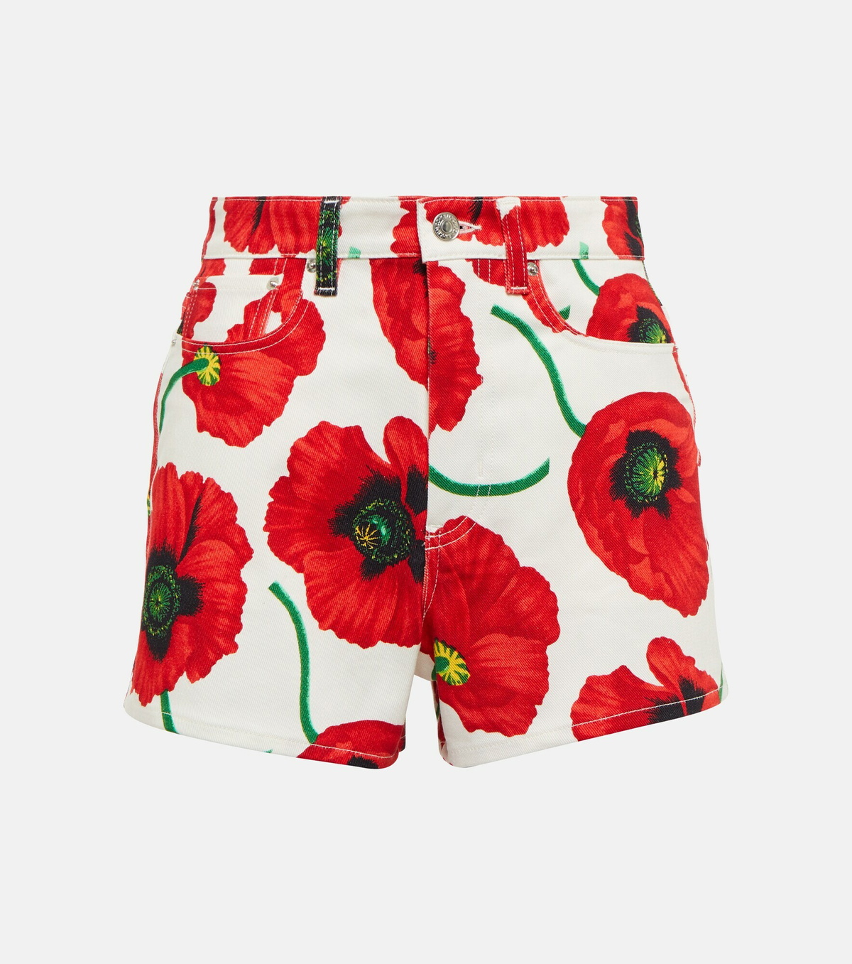 Kenzo - Floral high-rise cotton denim shorts