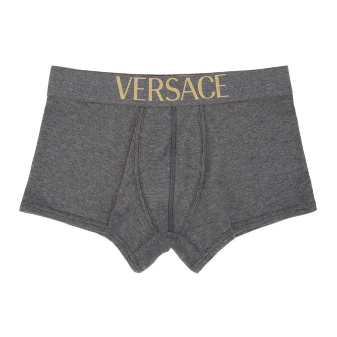 Photo: Versace Underwear Grey Low-Rise Boxer Briefs