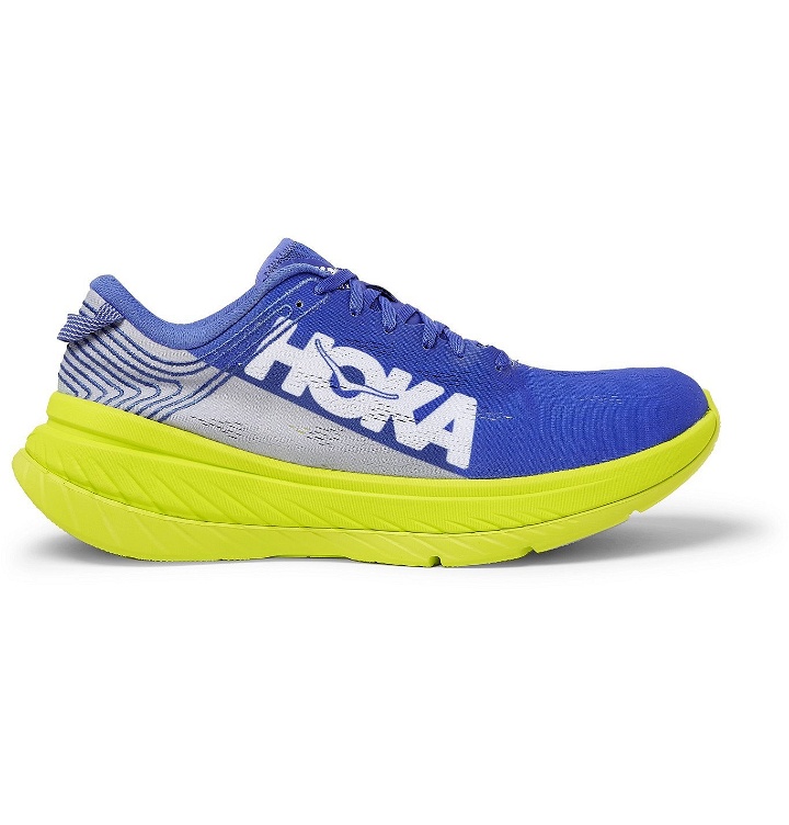 Photo: Hoka One One - M Carbon X Embroidered Mesh Running Sneakers - Blue