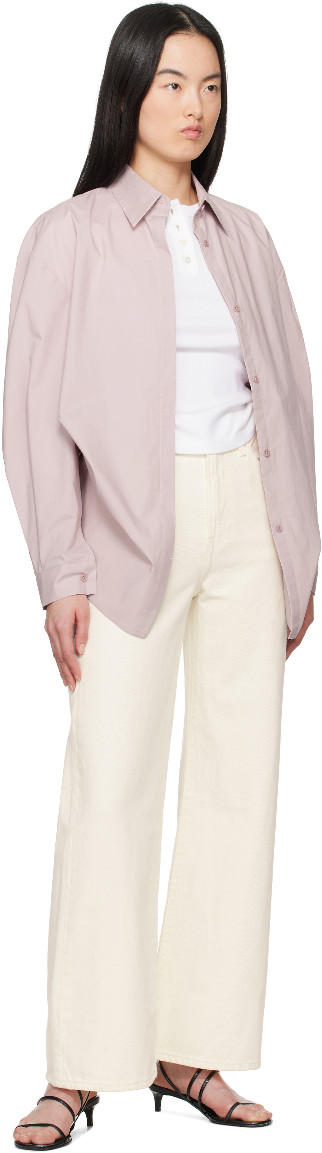 Levi's Off-White Ribcage Wide Leg Jeans