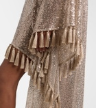 Taller Marmo Trebbia asymmetric sequined mesh kaftan