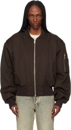 Entire Studios Brown Cropped Broad Suiting Bomber Jacket