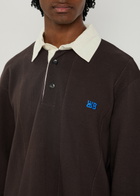Wales Bonner City Logo Piqué Stretch-cotton Polo Shirt Dark Brown