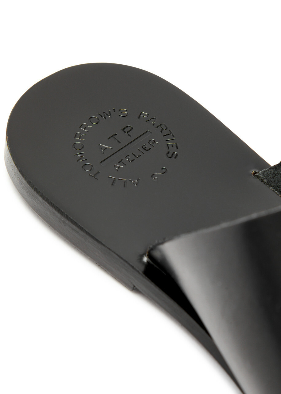 Atp Atelier Rosa Leather Thong Sandals Black
