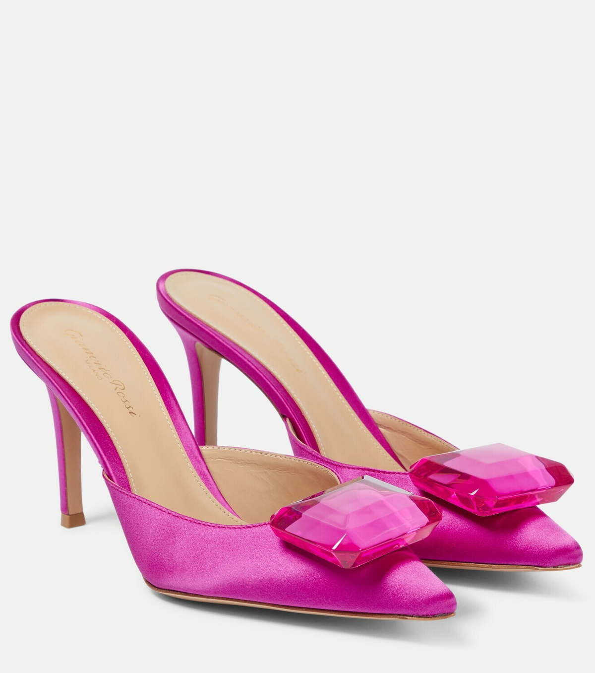 Gianvito Rossi - Jaipur embellished satin mules Gianvito Rossi