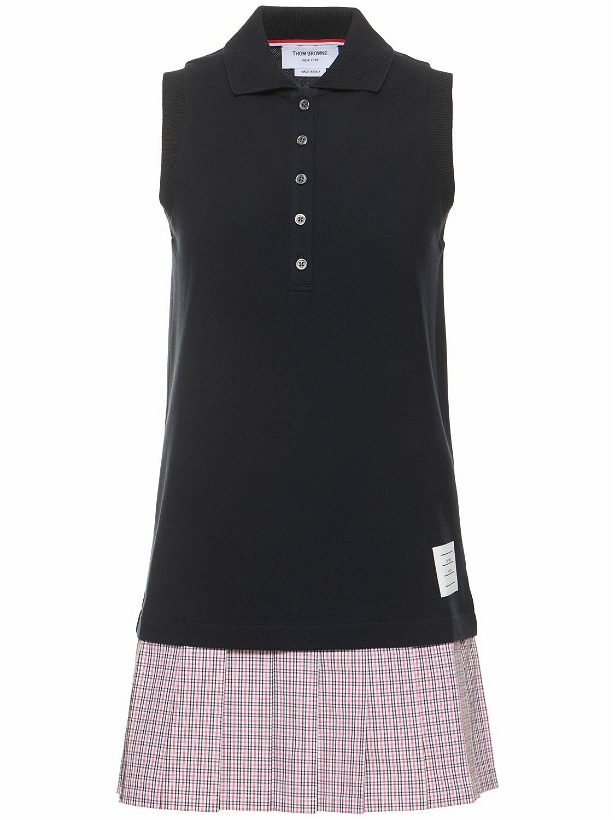 Photo: THOM BROWNE - Check Print Cotton Mini Polo Dress
