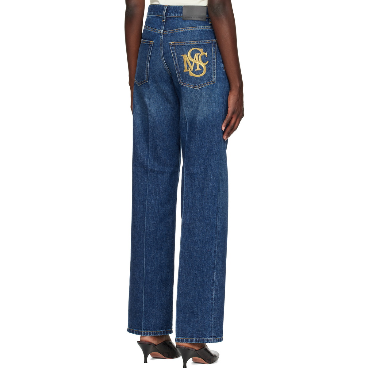 Stella McCartney Blue Crest-Embroidered Straight Jeans