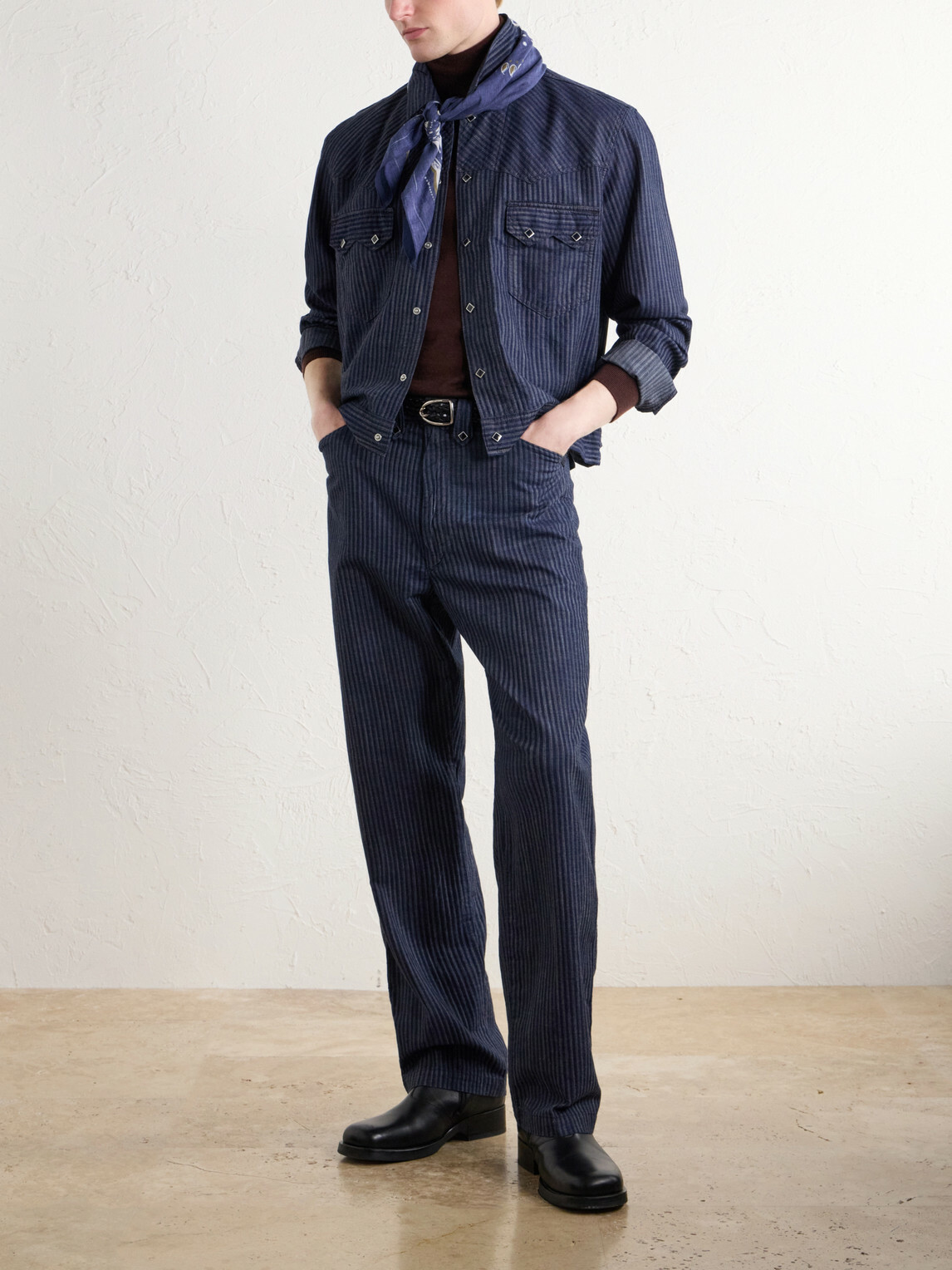 RRL - Western Striped Cotton-Jacquard Broken-Twill Overshirt - Blue