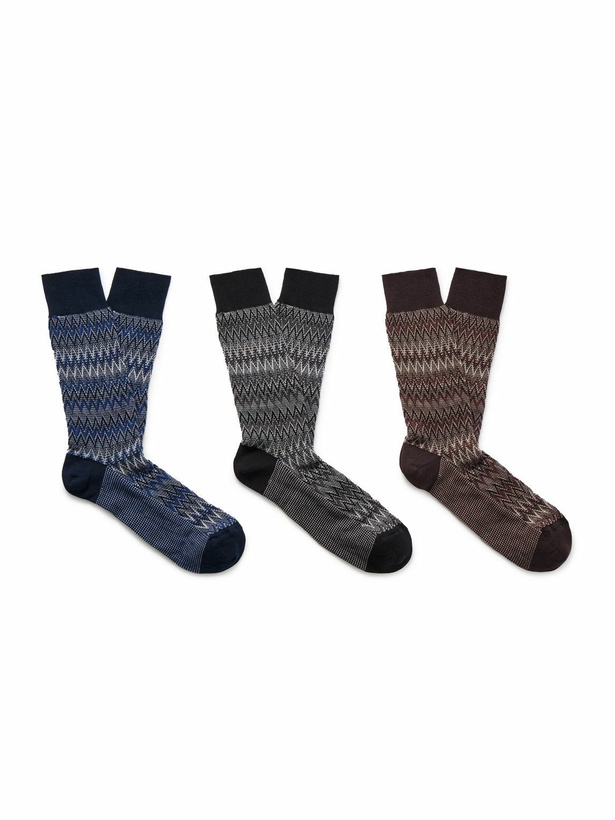 Photo: Missoni - Three-Pack Crocheted Cotton-Blend Socks - Multi