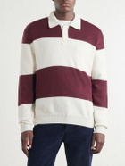 A.P.C. - Logo-Embroidered Striped Virgin Wool Polo Sweater - Burgundy