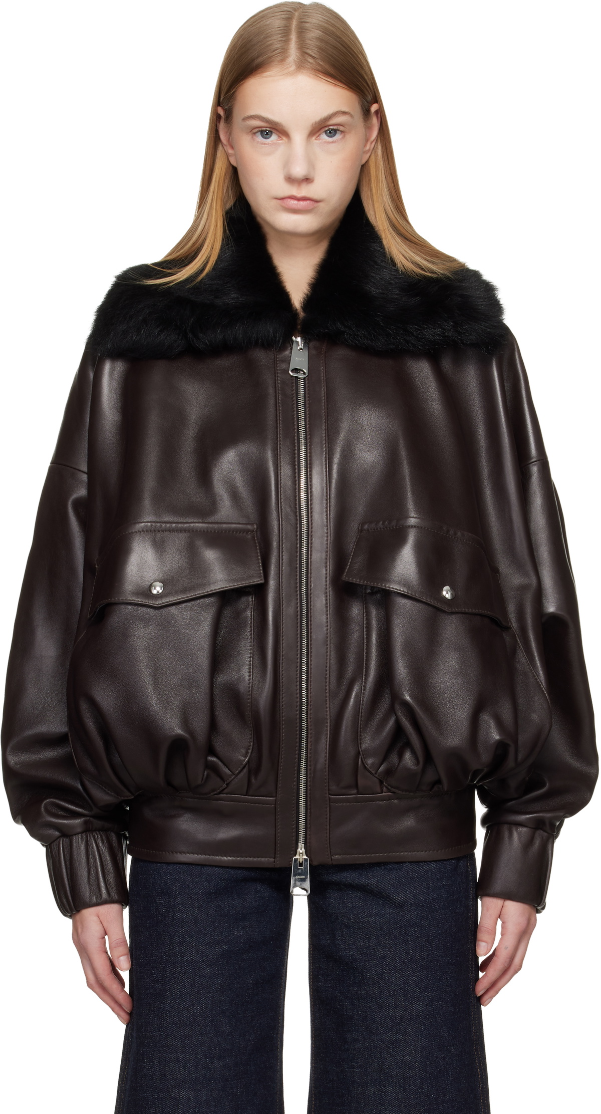 KHAITE Brown Daemon Leather Jacket