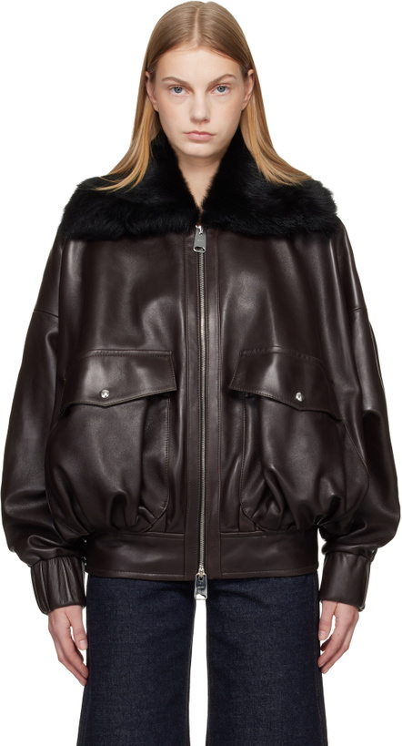 Photo: KHAITE Brown Daemon Leather Jacket