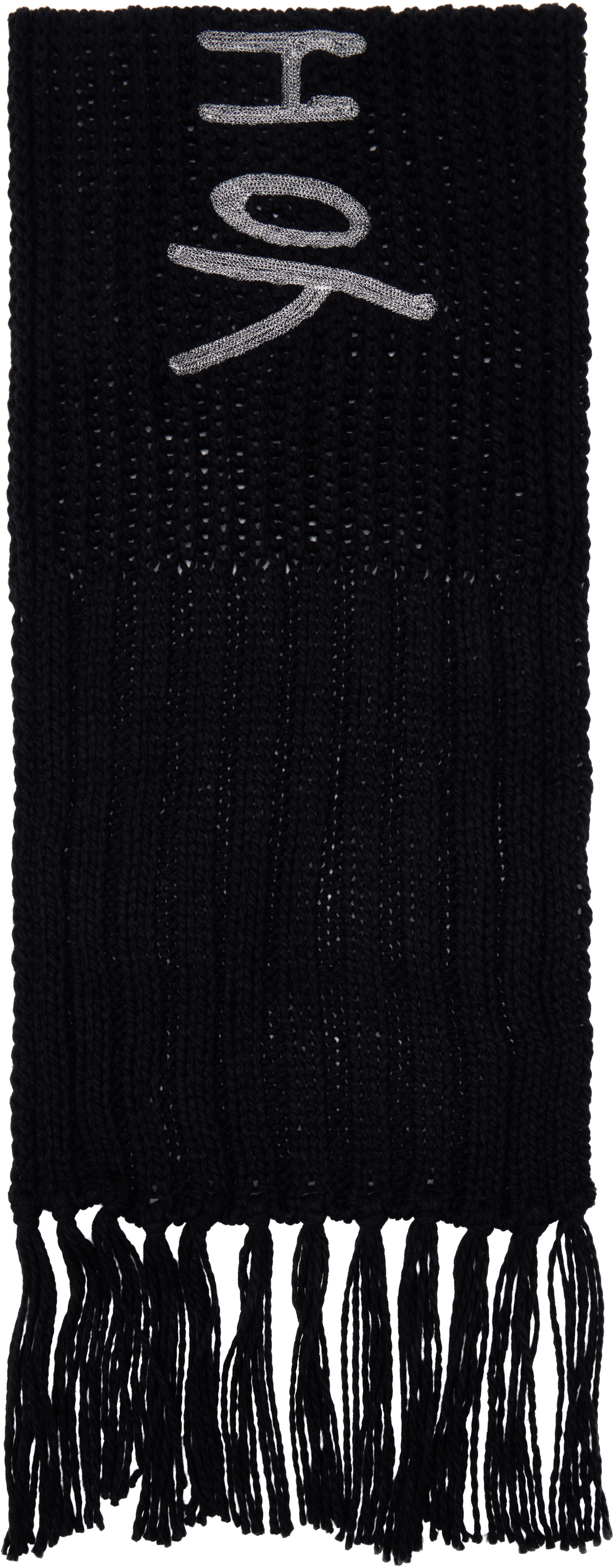 Y-3 Black Oversized Chunky Knit Scarf