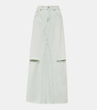 MM6 Maison Margiela Distressed denim maxi skirt