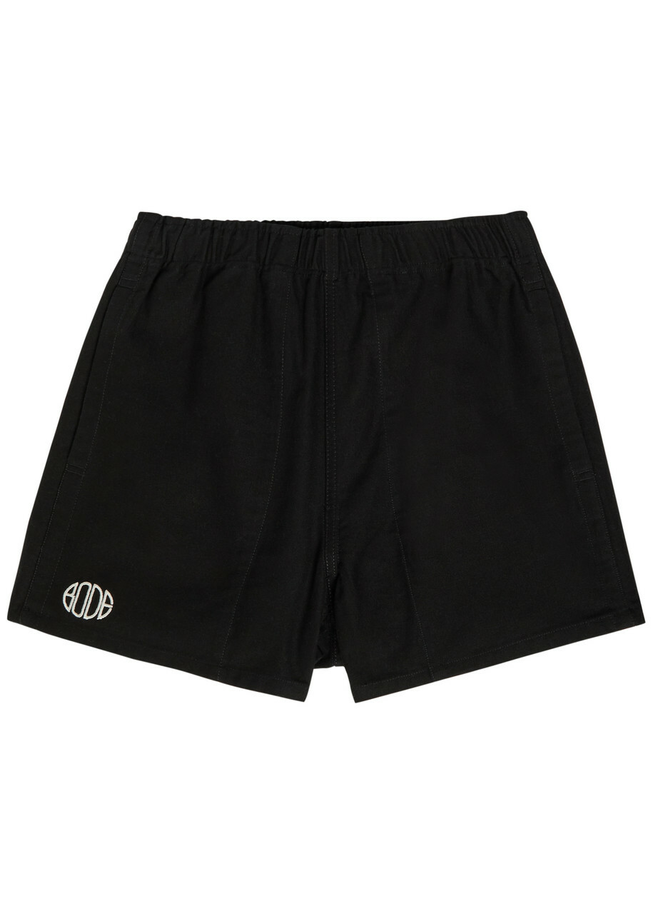 Bode Field Logo-embroidered Cotton-twill Shorts Black