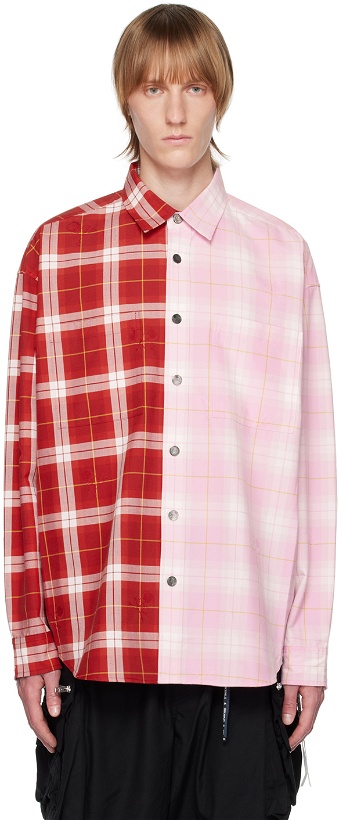 Photo: mastermind WORLD Red & Pink Paneled Shirt