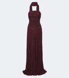 Marmar Halim Scarf-detail pleated corset gown