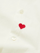 Portuguese Flannel - Convertible-Collar Embroidered Cotton-Poplin Shirt - White