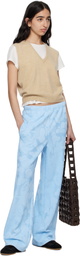 BAPE Blue Solid Camo Jacquard One Point Wide Lounge Pants