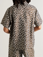 Needles - Convertible-Collar Leopard-Jacquard Cupro-Blend Shirt - Brown