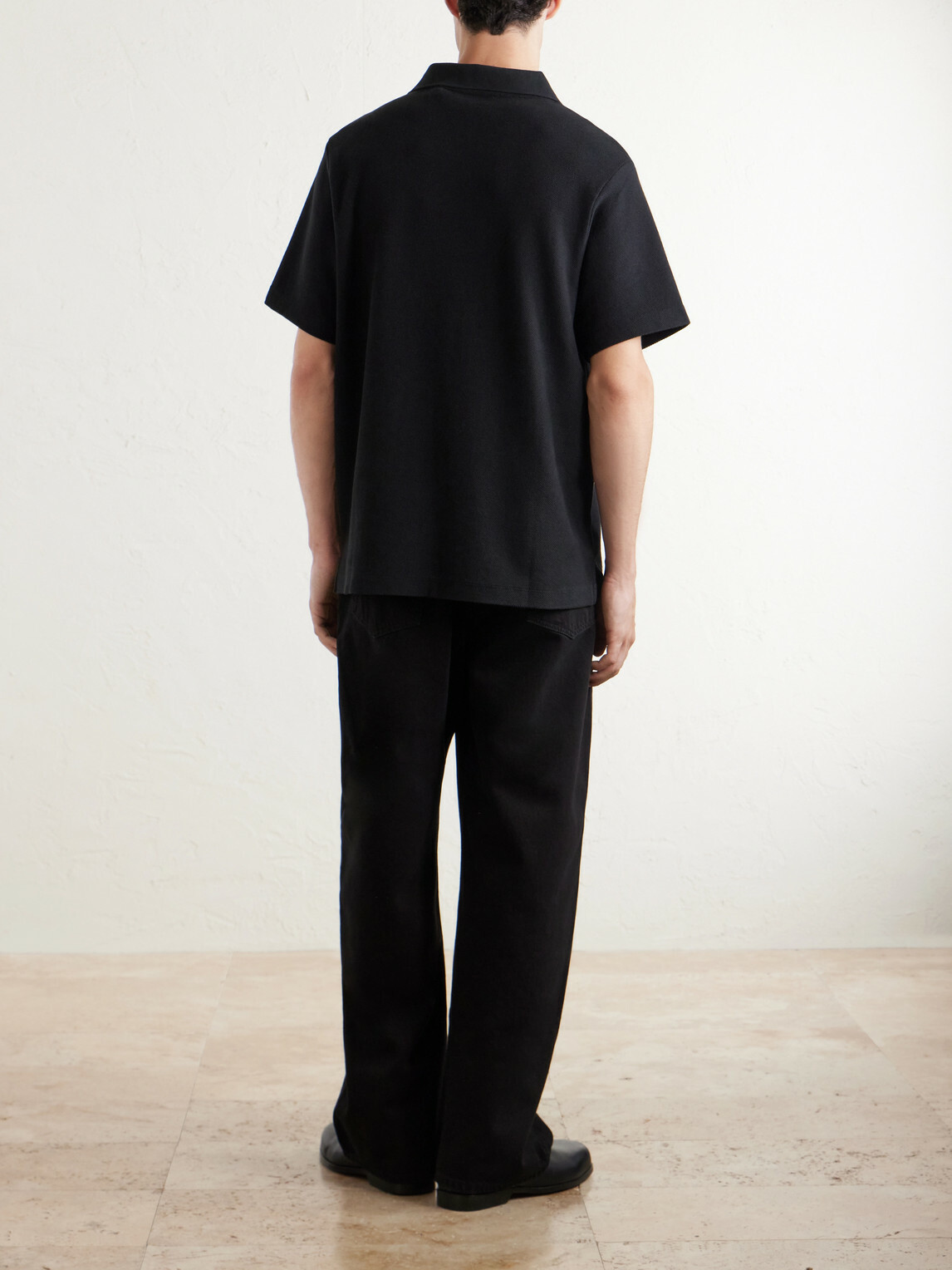 FRAME - Cotton-Piqué Polo Shirt - Black