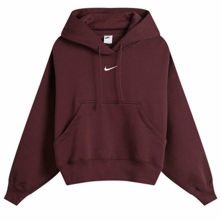 Photo: Nike Women's Phoenix Fleece Oversized Hoodie in Burgundy/Sail