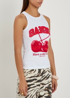 Ganni Cherry Printed Cotton Tank top White