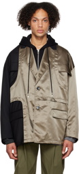 Feng Chen Wang Khaki & Black Paneled Blazer