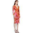 Versace Pink Jungle Print Midi Dress