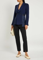 High Scintellate Pleated Stretch-jersey Blazer Navy
