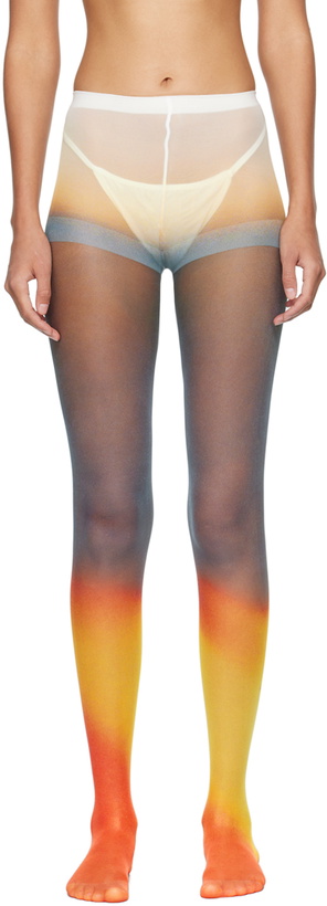 Photo: ISSEY MIYAKE Orange & Navy Light Leak Tights