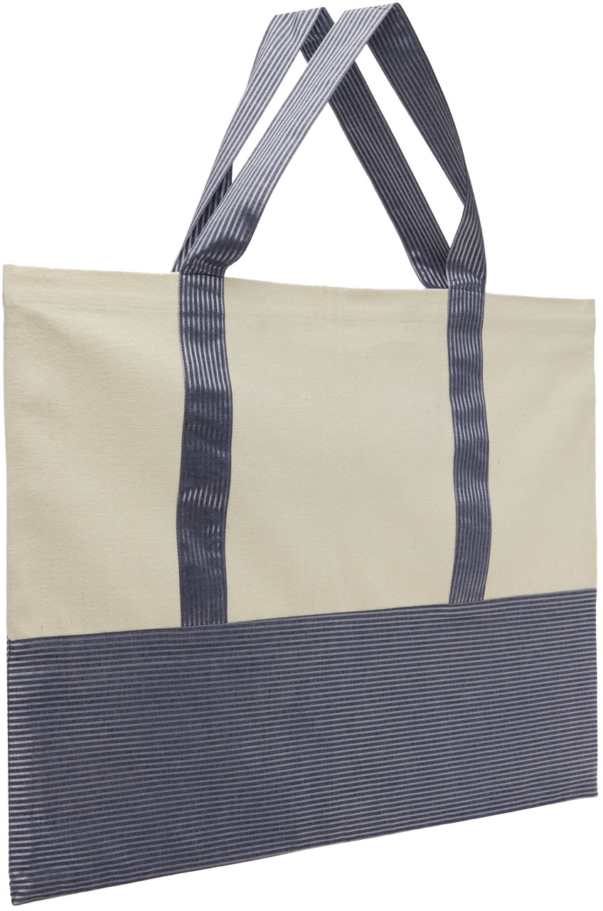 Gohar World Off-White & Blue 'Gohar' Tote